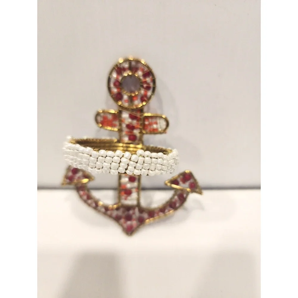 Beaded Anchor Napkin Rings   3.5